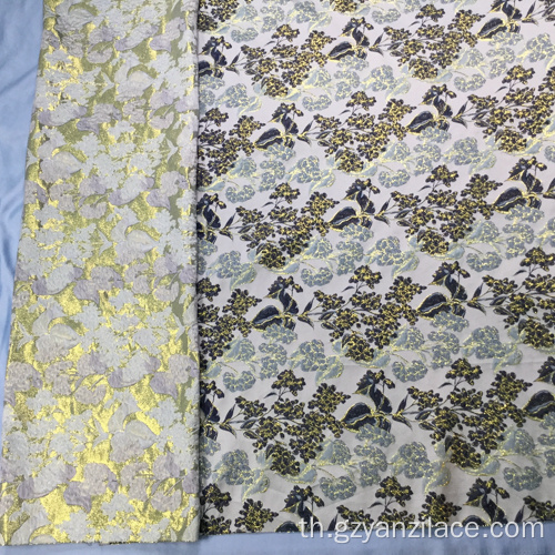 เนื้อผ้า Jacquard ลายดอกไม้สีน้ำตาล